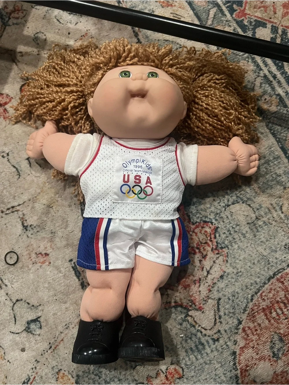 Plush Blonde Cabbage Patch Style Doll in White USA Outfit